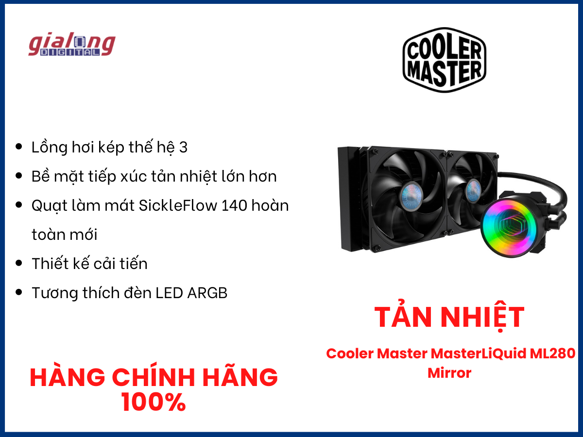 Tản nhiệt  Cooler Master MasterLiQuid ML280 Mirror - Hàng chính hãng
