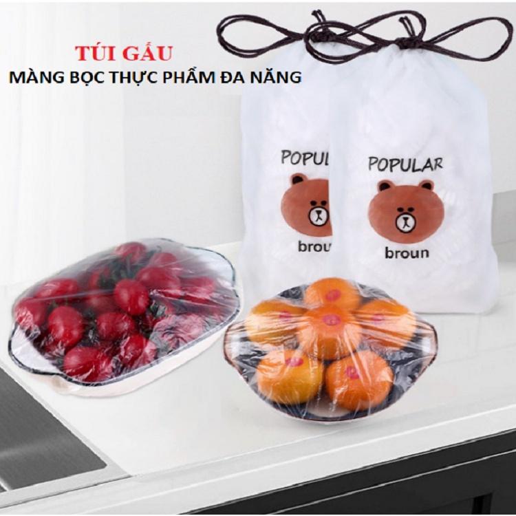Màng bọc thực phẩm PE túi gấu có chun bọc đồ ăn co giãn tái sử dụng - Đa chức năng nhiều tiện ích trong cuộc sống