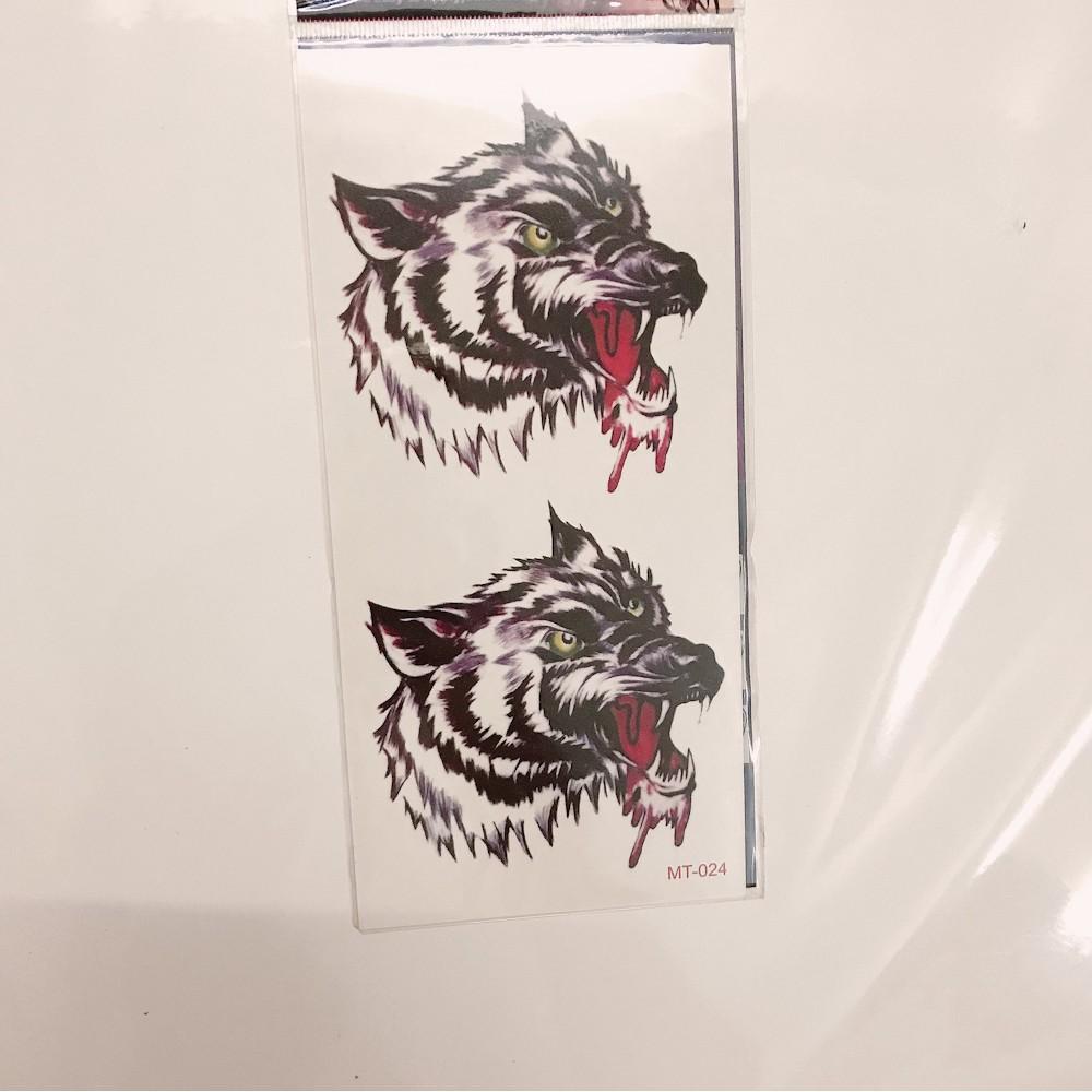 Hình xăm dán đầu sói 10x20cm