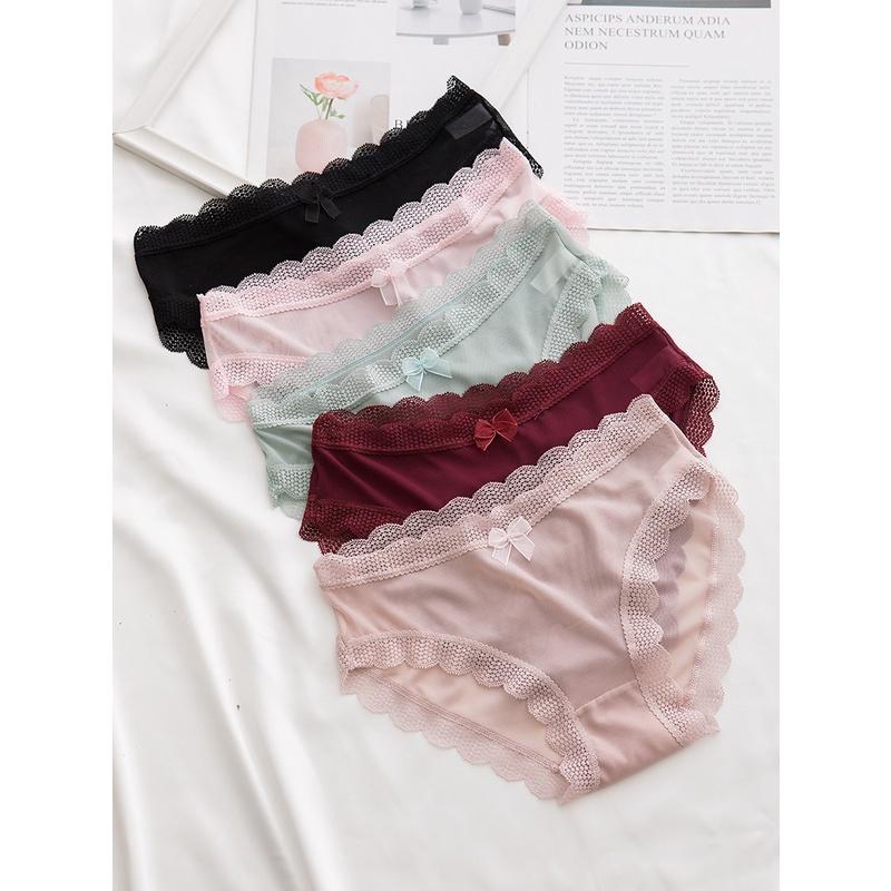 Set 5 quần lót ren lưới nữ kháng khuẩn sexy QLN10