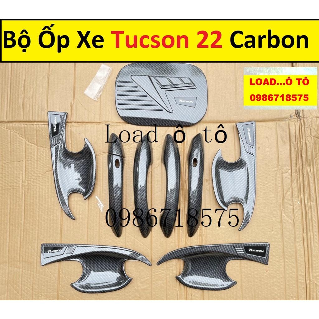 Ốp Tay Nắm, Hõm Cửa, Nắp Xăng Xe Huyndai Tucson 2022-23 Mẫu Vân Carbon Cao Cấp