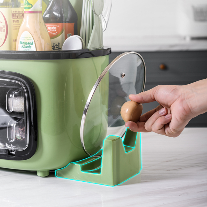 Kệ Gia Vị Nhà Bếp 2 Tầng Có Hộp Đựng, Ngăn Để Dao Thớt Và Nắp Đậy Chống Bụi - Hàng chính hãng