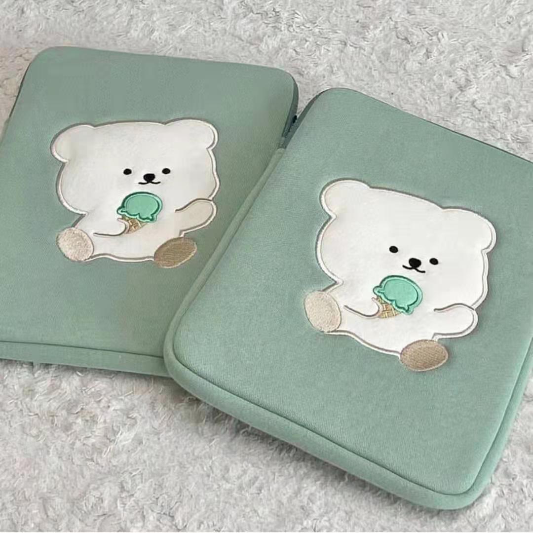 Phụ Kiện Máy Tính Laptop 11 Inch Tay Túi Ins Gấu Xanh Mạc Ipad Pro 9.7 10.8 13 14.5 Laptop 15 Inch máy Tính Bảng Bên Trong Túi