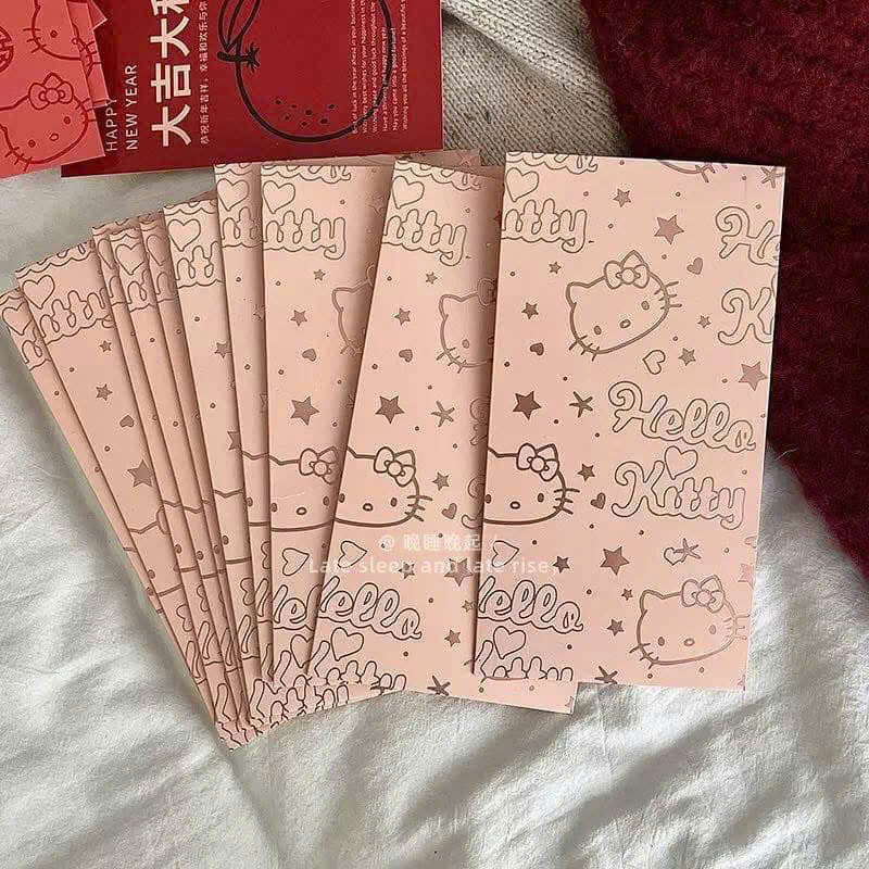 Set 30 Bao Lì Xì Hello Kitty Sanrio Màu Đỏ – Phong Bì Năm Mới Hình Mèo KT, Lì Xì Trẻ Em, Tiền May Mắn Lễ Tết - HÀNG CHÍNH HÃNG MINIIN