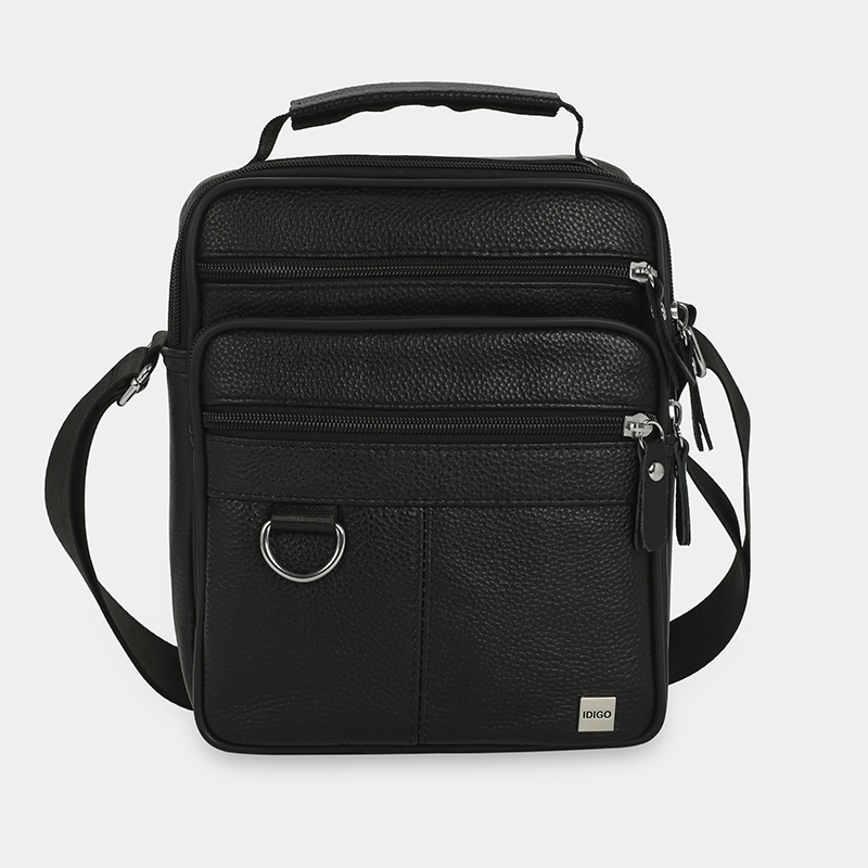 Túi xách nam công sở da thật, túi đeo chéo nam du lịch đựng máy tính bảng 7.9 inch phối khoen IDIGO MB1 - 6017