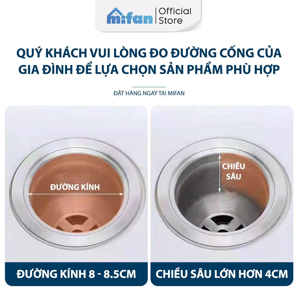 Lưới lọc rác bồn rửa chén thông minh Mifan - Thép không gỉ, nhựa ABS cao cấp - Lưới nhỏ ngăn cặn thức ăn thừa hiệu quả