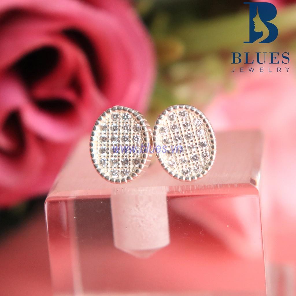 Bông Tai Bạc Nữ Oval Full Diamond