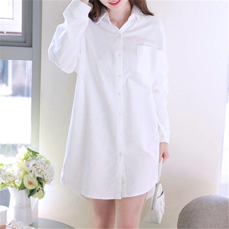 Áo Sơ Mi Trắng Nữ Form Rộng YURITA Vạt Bầu Dáng Dài Phong Cách Hàn Quốc Ulzzang Vintage