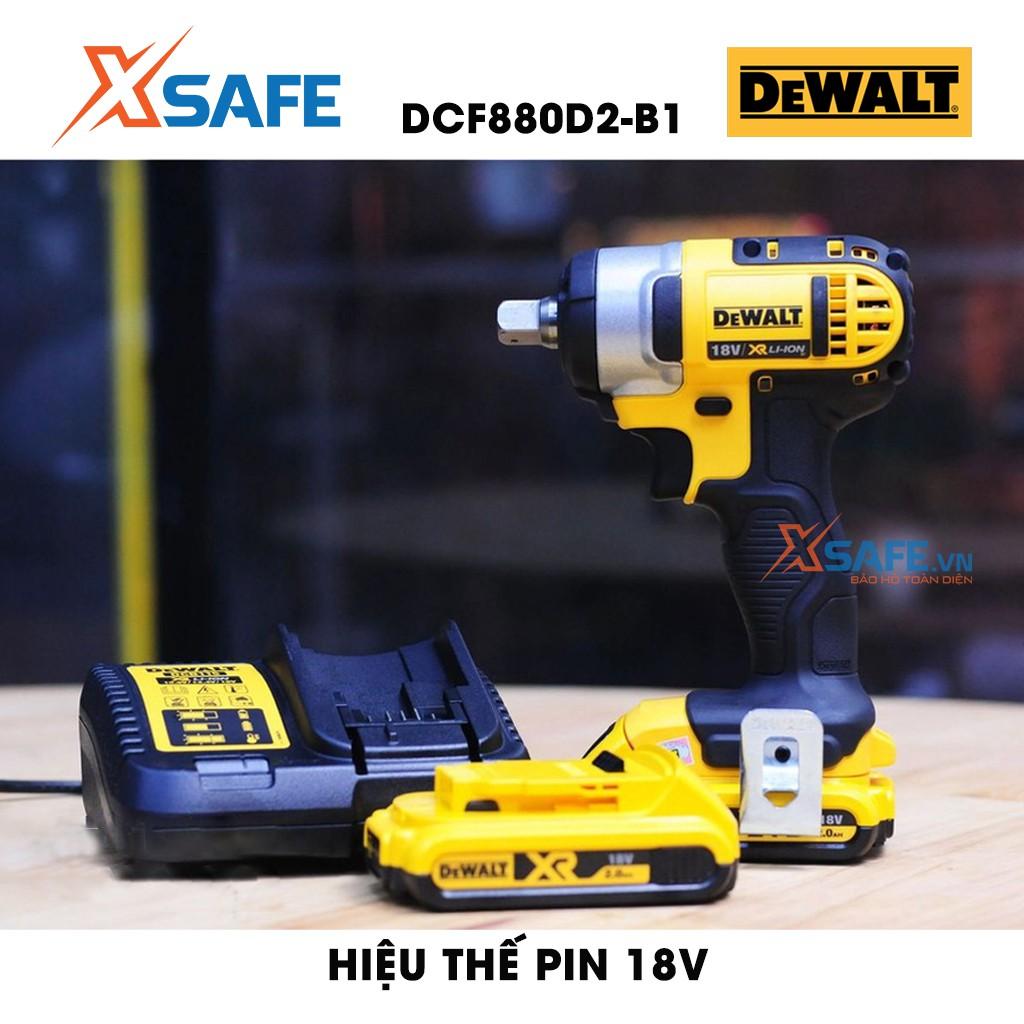 Máy siết bulong cầm tay DEWALT DCF880D2-B1 dùng pin 18V Tặng kèm 2 pin, 1 sạc (BẢO HÀNH MÁY 3 NĂM) - Chính hãng