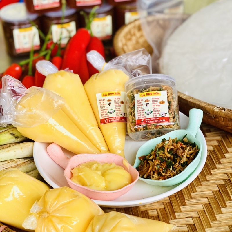 Combo Bơ Vàng Vs Muối Tôm Hành Phi - Tặng 70g Bánh Tráng Tôm Phơi Sương