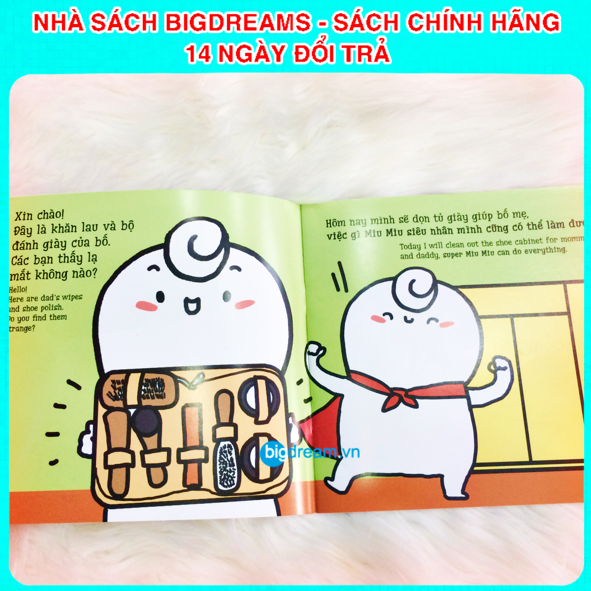BẢN MỚI SONG NGỮ Miu Miu Tự Lập - Dọn Tủ Giày Ehon Kĩ Năng Sống Cho Bé 1-6 Tuổi Miu miu hiểu chuyện Miu bé nhỏ