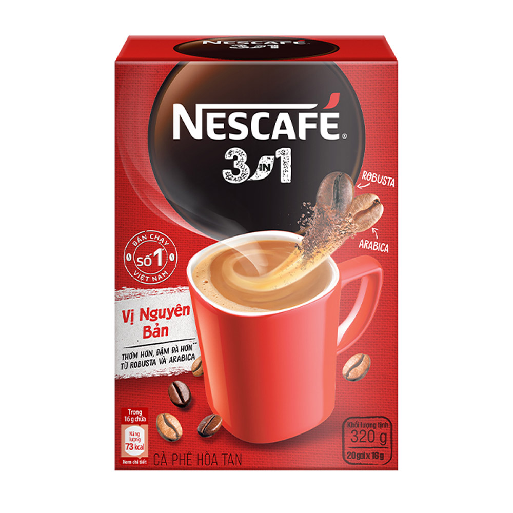 Cà phê hoà tan NESCAFÉ 3IN1 VỊ NGUYÊN BẢN - công thức cải tiến (hộp 20 gói x 16g )