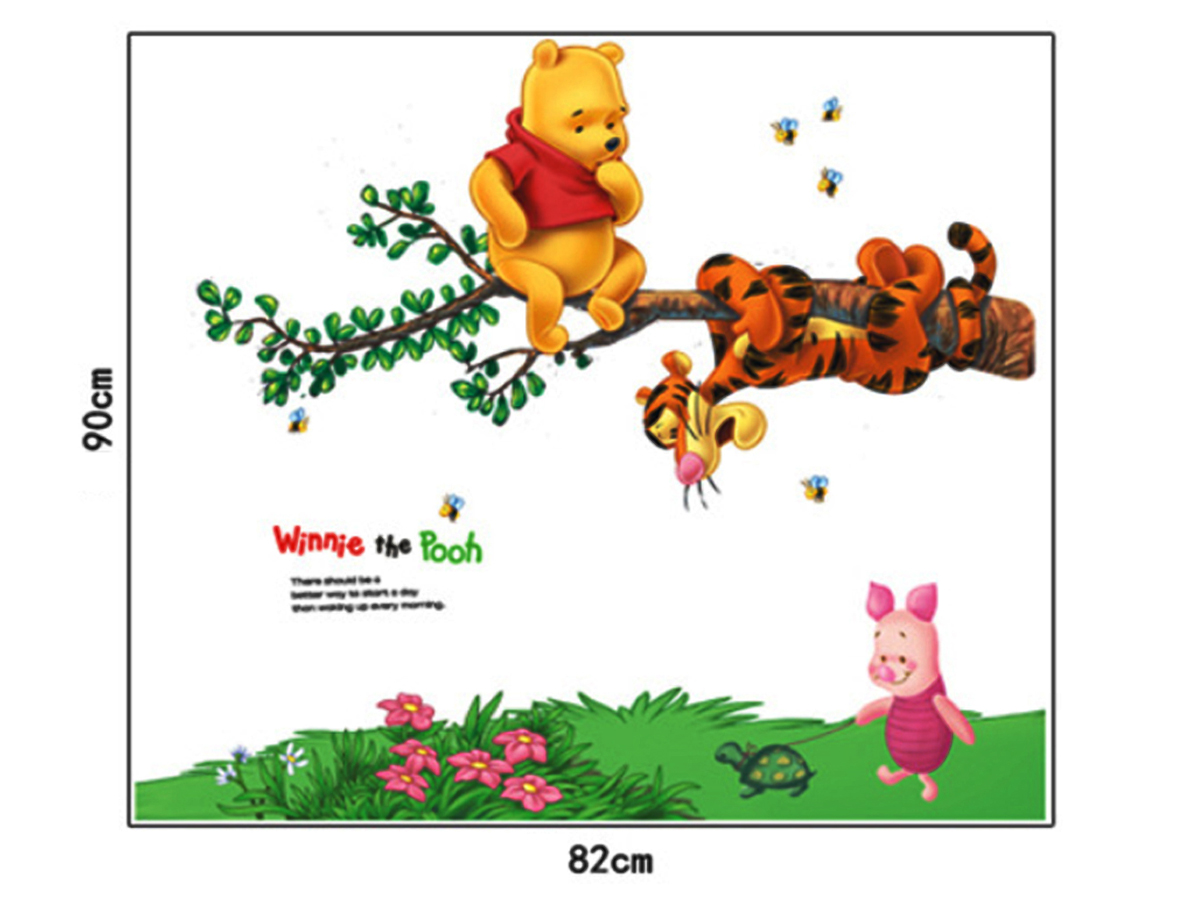 DECAL DÁN TƯỜNG GẤU POOH VÀ TIGER TRÈO CÂY TÌM MẬT