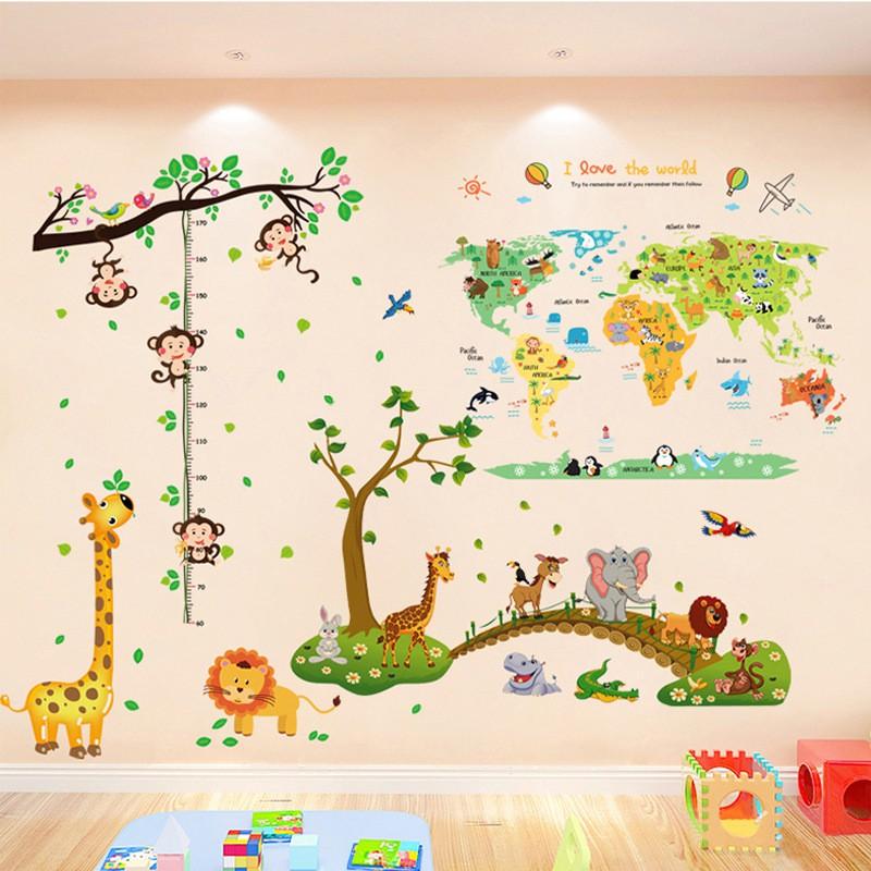 DECAL CHO BÉ _ Decal THÚ dán tường Combo tranh ghép trang trí phòng trẻ em hình động vật ngộ nghĩnh SIÊU ĐẸP