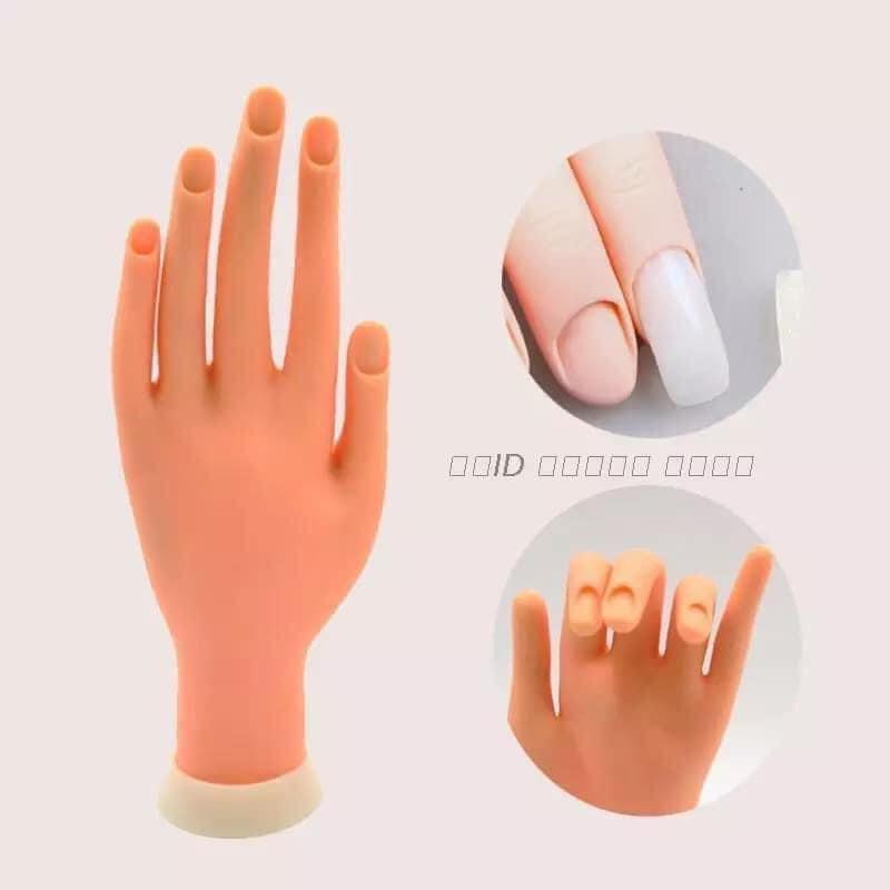 Bàn tay giả silicon tập làm nail ,làm móng loại khớp dẻo linh hoạt