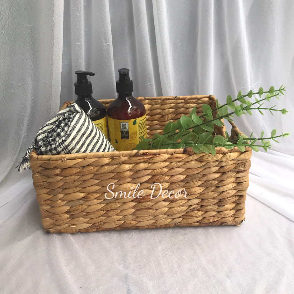 Sọt lục bình đựng đồ đa năng Smile Decor trang trí kệ sách, kệ tivi – Rectangle water hycinth basket