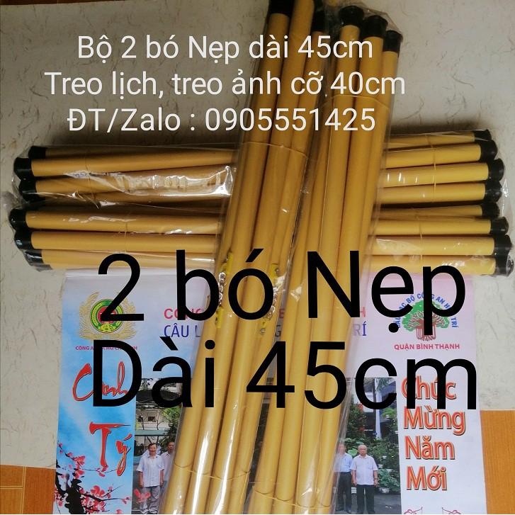 Bộ 2 bó ống trúc( nẹp ) treo lịch, treo tranh, ảnh , giấy thư pháp. Treo cỡ tranh 40cm