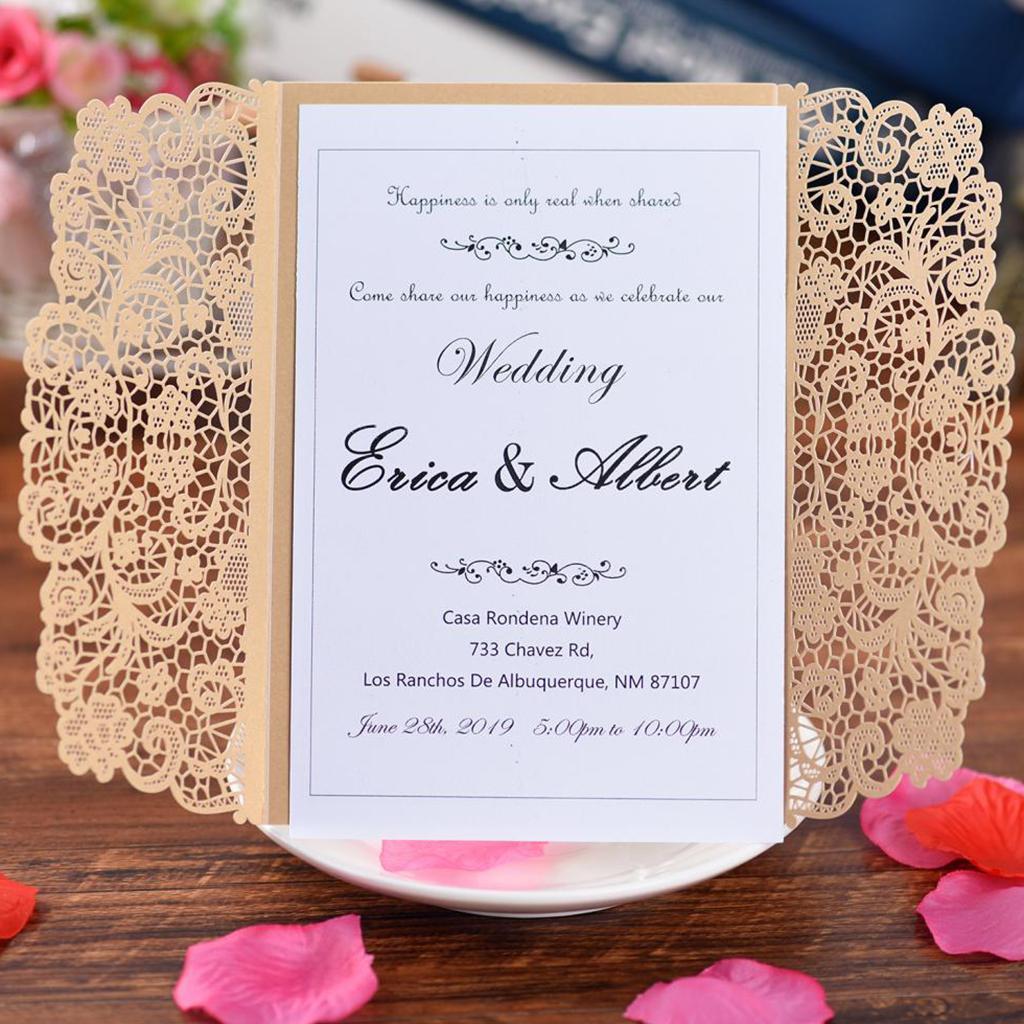10 Pieces Stylish and Elegant, Romantic Design Wedding Invitation Cards Sets