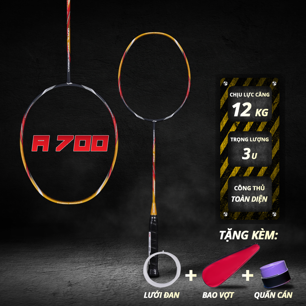 Vợt Cầu Lông  Linin Carbon Graphite A700 - 3U Nặng Đầu