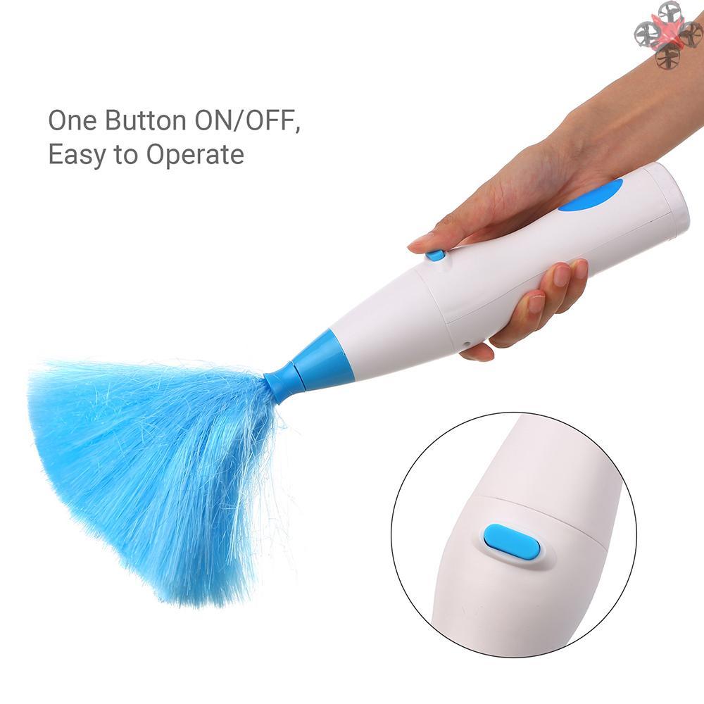 Handheld Battery Operated Electric Spin Duster Feather Duster Retractable Microfiber Cleaning Brush Hand Dust Duster Brush Dust Removal Tool with 2 Brush Head