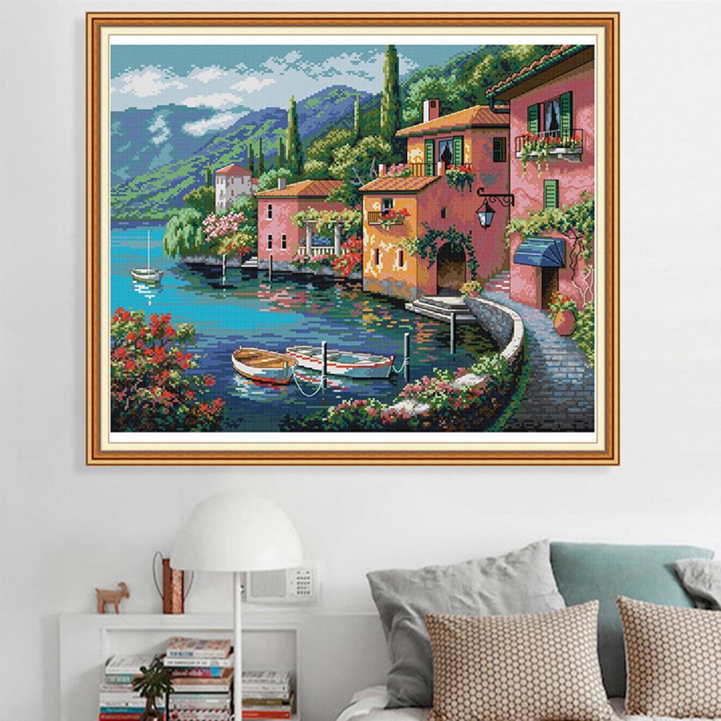 Dimensions Stamped Cross Stitch Kits Town Embroidery Cloth DIY Needlecraft