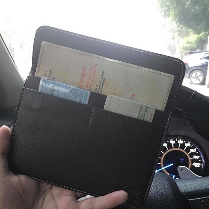 Ví đựng giấy tờ ô tô Mitsubishi Da Cao Cấp, Ví da đựng giấy tờ xe ô tô