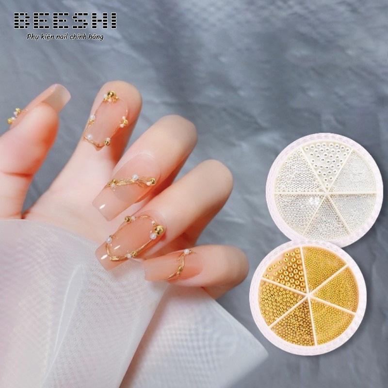 Bi nail trang trí móng vàng bạc mix size 6 ô-beeshi shop nail