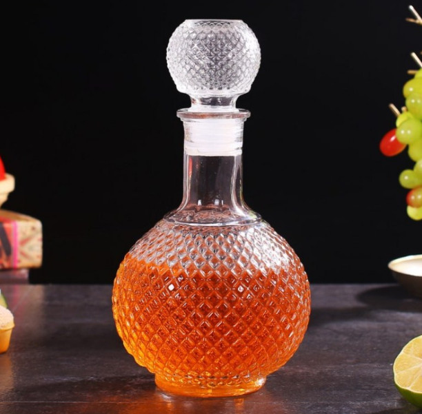 Bình Thuỷ Tinh Tròn kim Cương Sang Trọng 750ml | BCR.TC-750