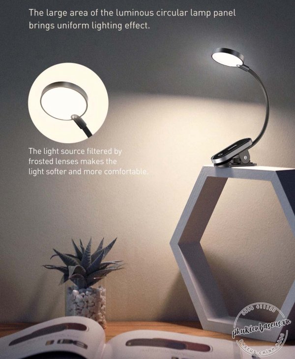 Đèn đọc sách kẹp bàn BASEUS Comfort Reading Mini Clip Lamp không dây cảm ứng