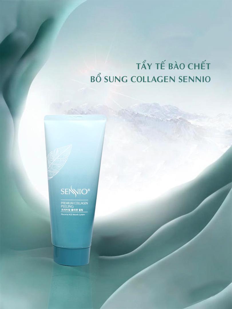 Gel tẩy tế bào chết mặt bổ sung Collagen Sennio Premium Collagen Peeling sạch sâu phù hợp cho da dầu mụn 180ml SNO 806