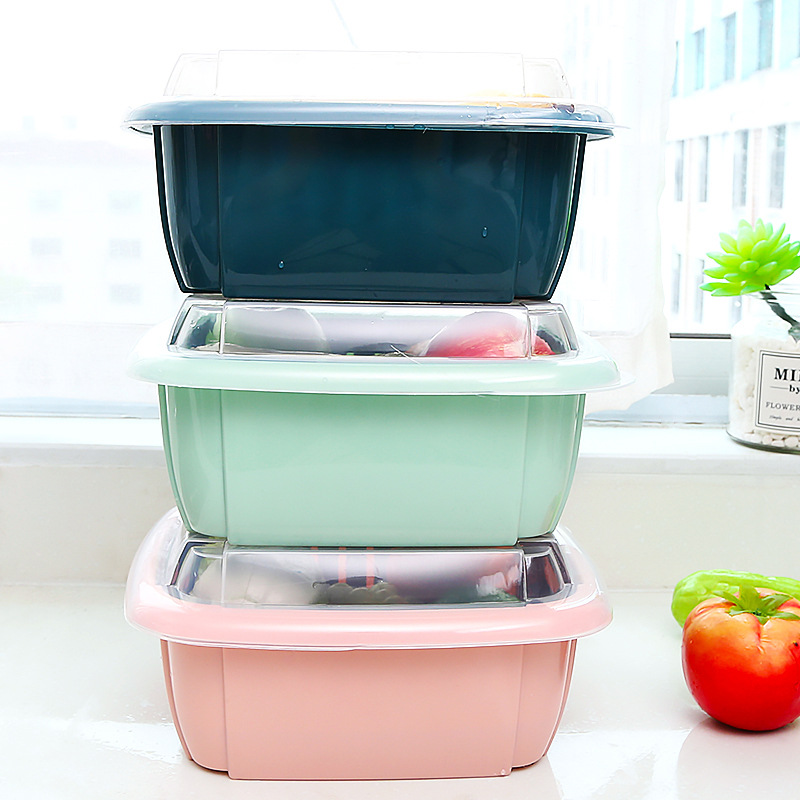 Rổ nhựa kèm chậu 2 trong 1 có nắp đậy GROFA - Giao màu ngẫu nhiên