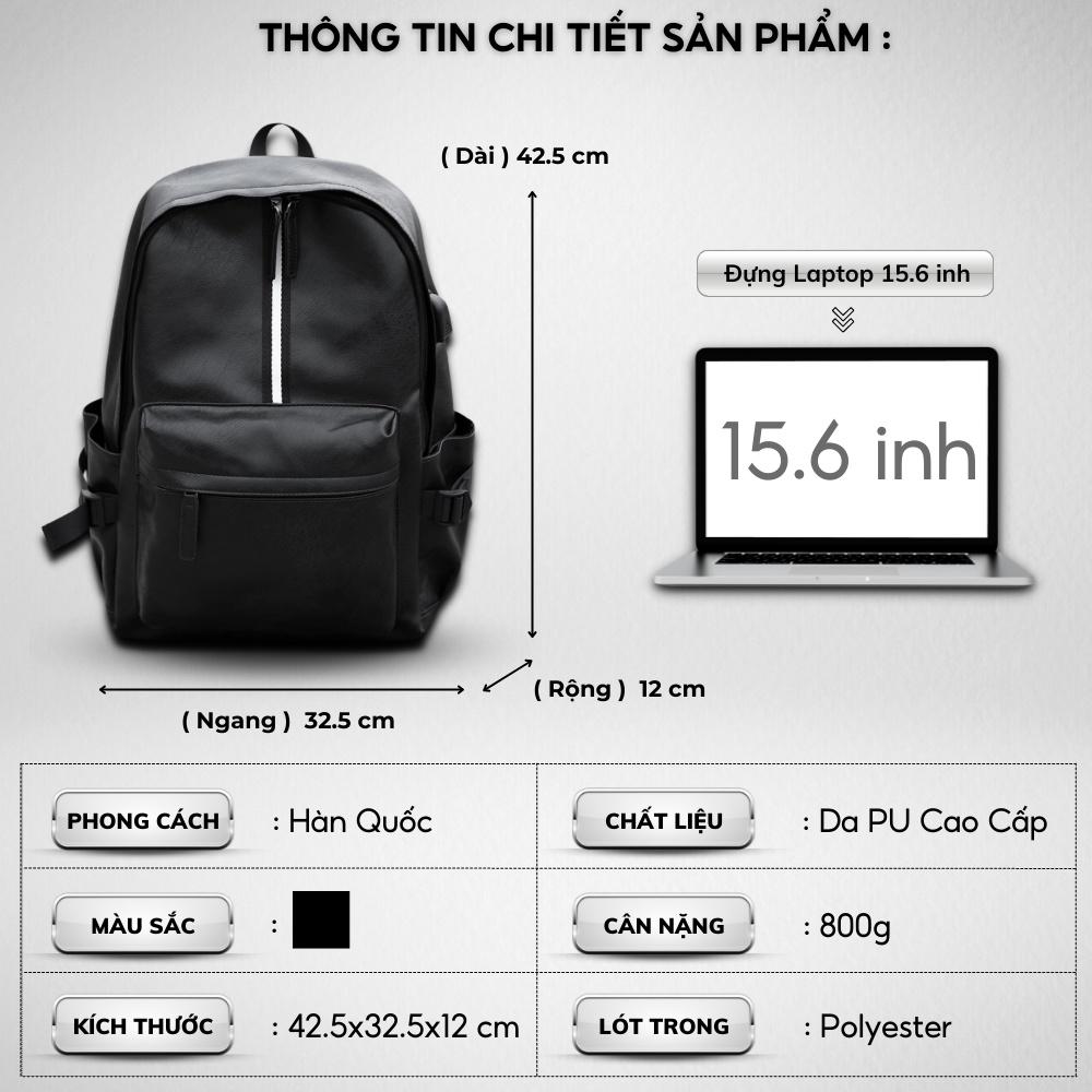 Balo da thời trang nam nữ da PU cao cấp chống nước cặp đi học đi chơi ulzzang đựng laptop 15.6 inh