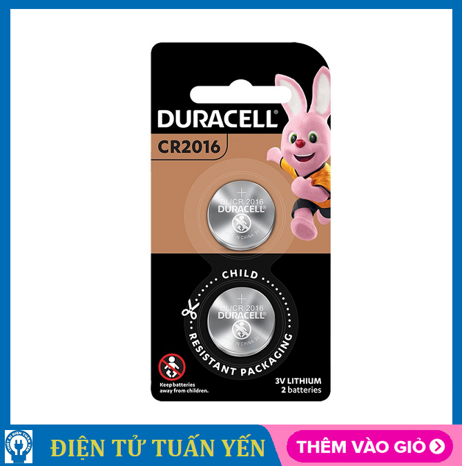 Vỉ 2 viên Pin CR2016 Duracell 220mAh - COMBO 2 PIN DURACELL CR2016 - Tuấn Yến