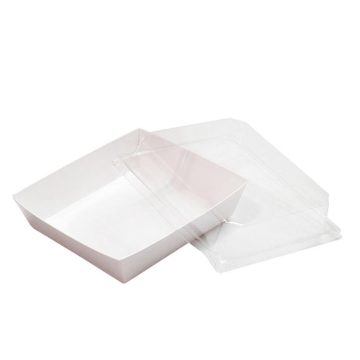 Hộp giấy Kraft vuông màu trắng nắp trong đựng bánh/thức ăn (set 10 hộp)