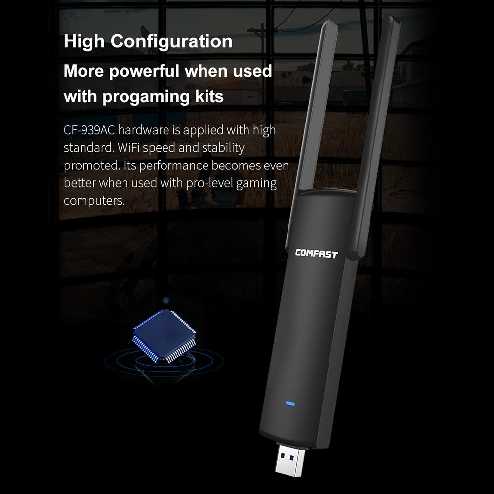 Thẻ mạng COMFAST 1900Mbps Gigabit 2.4G 5G, cổng USB3.0 khả năng truyền dữ liệu nhanh hơn