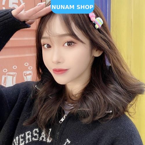 Vỉ 10 kẹp cao su mỏ vịt họa tiết siêu dễ thương cute hàn quốc cho bé Nunam shop