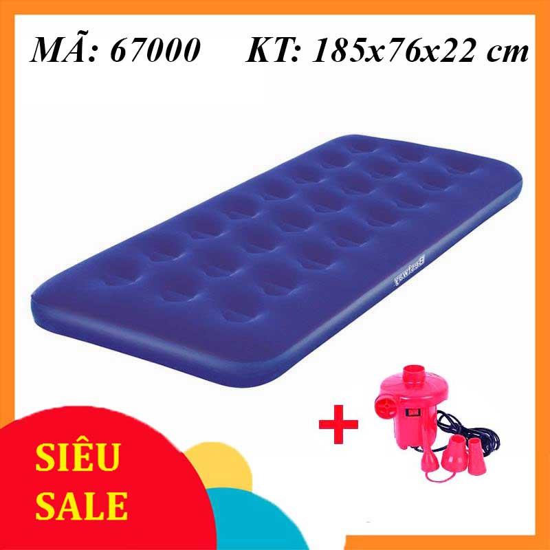 Đệm Hơi Nệm Hơi Bestway cỡ đơn mã 67000 kích thước 185x76x22 cm Tặng 1 Bơm điện