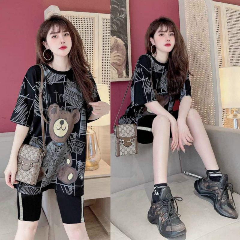 SÉT BỘ THỂ THAO FORM RỘNG PHỐI HỌA TIẾT GẤU