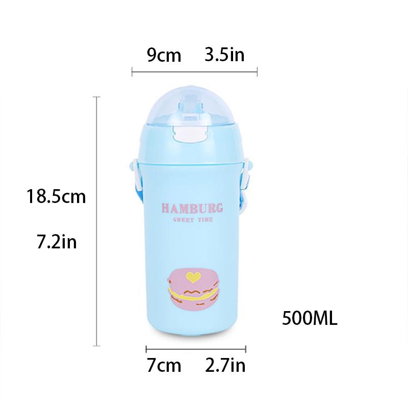 Sức Chứa Lớn 500ML Hoạt Hình Dễ Thương Trẻ Em Học Chống Rò Rỉ Nước Bé Ống Hút Tập Uống Du Lịch Dây Đeo Vai Cốc