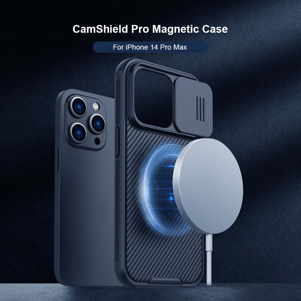 Ốp lưng maqsafe chống sốc cho iPhone 14 Pro Max bảo vệ Camera hiệu Nillkin Camshield Pro chống sốc cực tốt, chất liệu cao cấp, có khung & nắp đậy bảo vệ Camera - hàng nhập khẩu