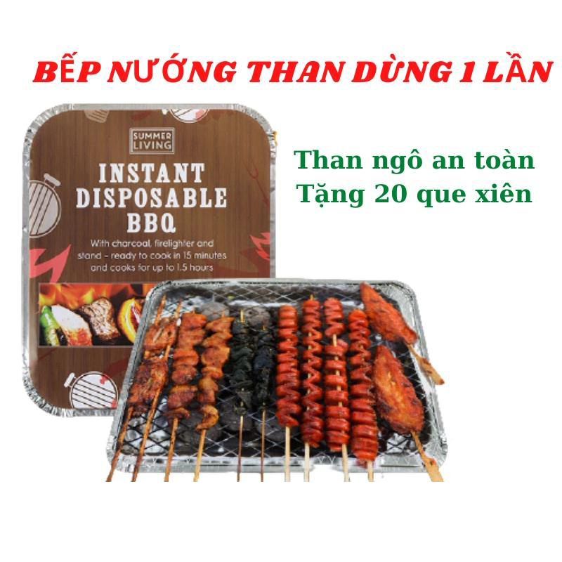 Bếp nướng than BBQ nướng thịt dùng một lần đi picnic dã ngoại phượt