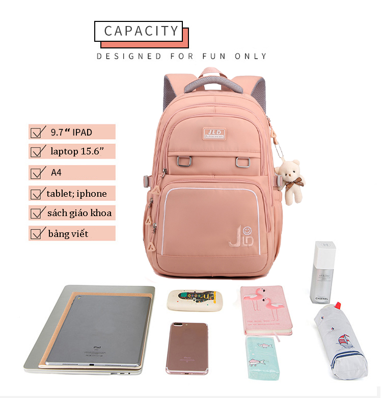 Balo đi học nữ nam kiểu basic màu pastel trơn thời trang unisex đựng laptop 15.6inch vải cao cấp chống nước 9502