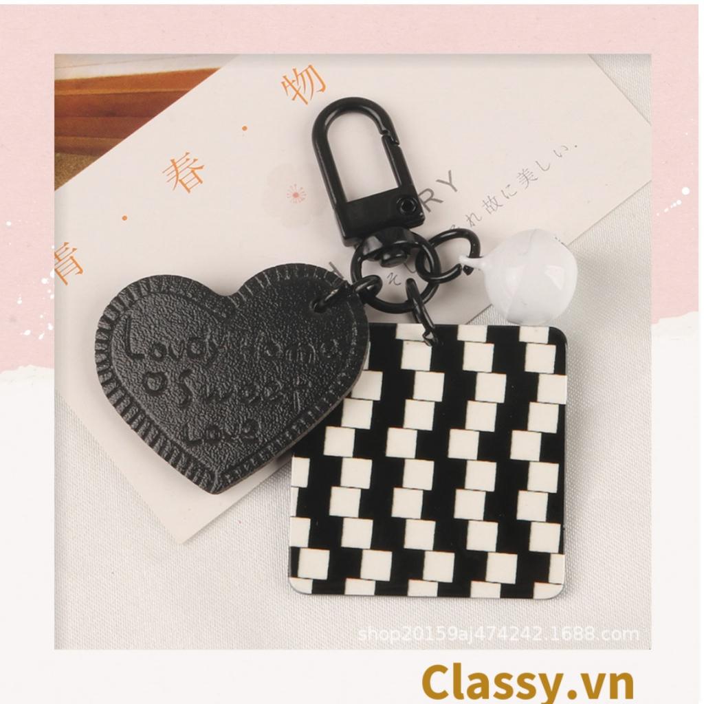 Móc khóa Classy, móc đeo điện thoại trắng đen nhiều họa tiết độc đáo, móc khóa điện thoại, balo thời trang PK1540