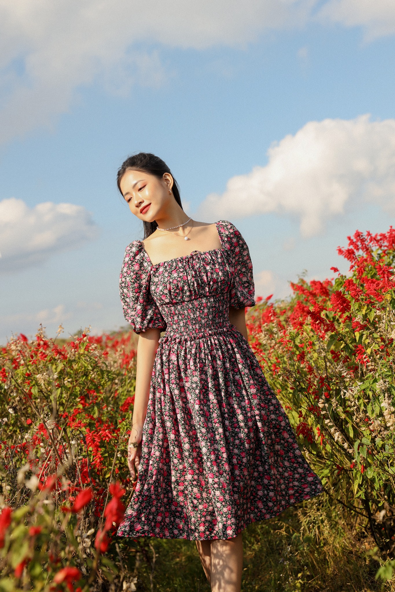 OLV - Đầm Hibiscus Square Neck Dress