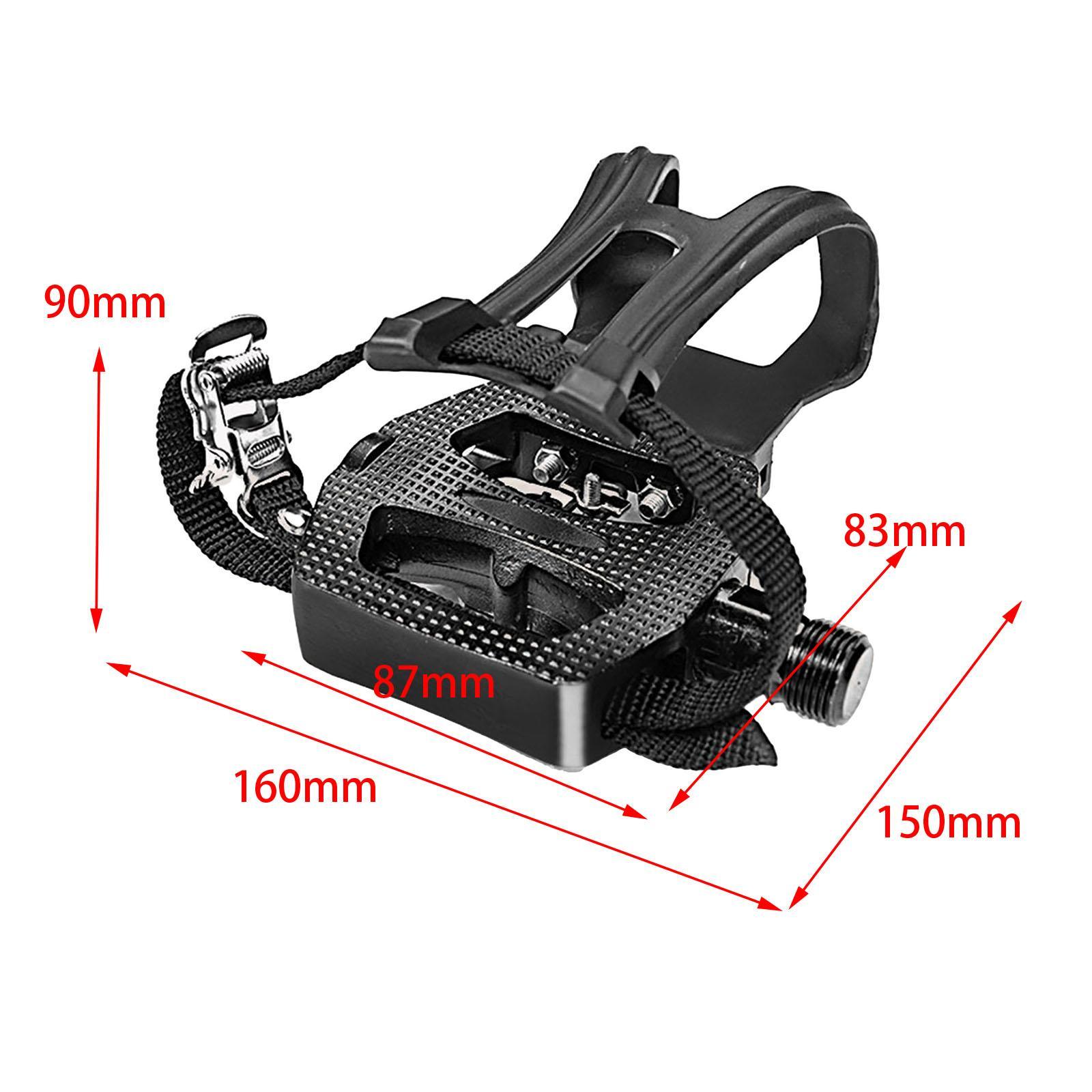 Cycling Bike Pedals with Clips and Straps,  Pedals for Exercise Bike, Mountain and Road Bike