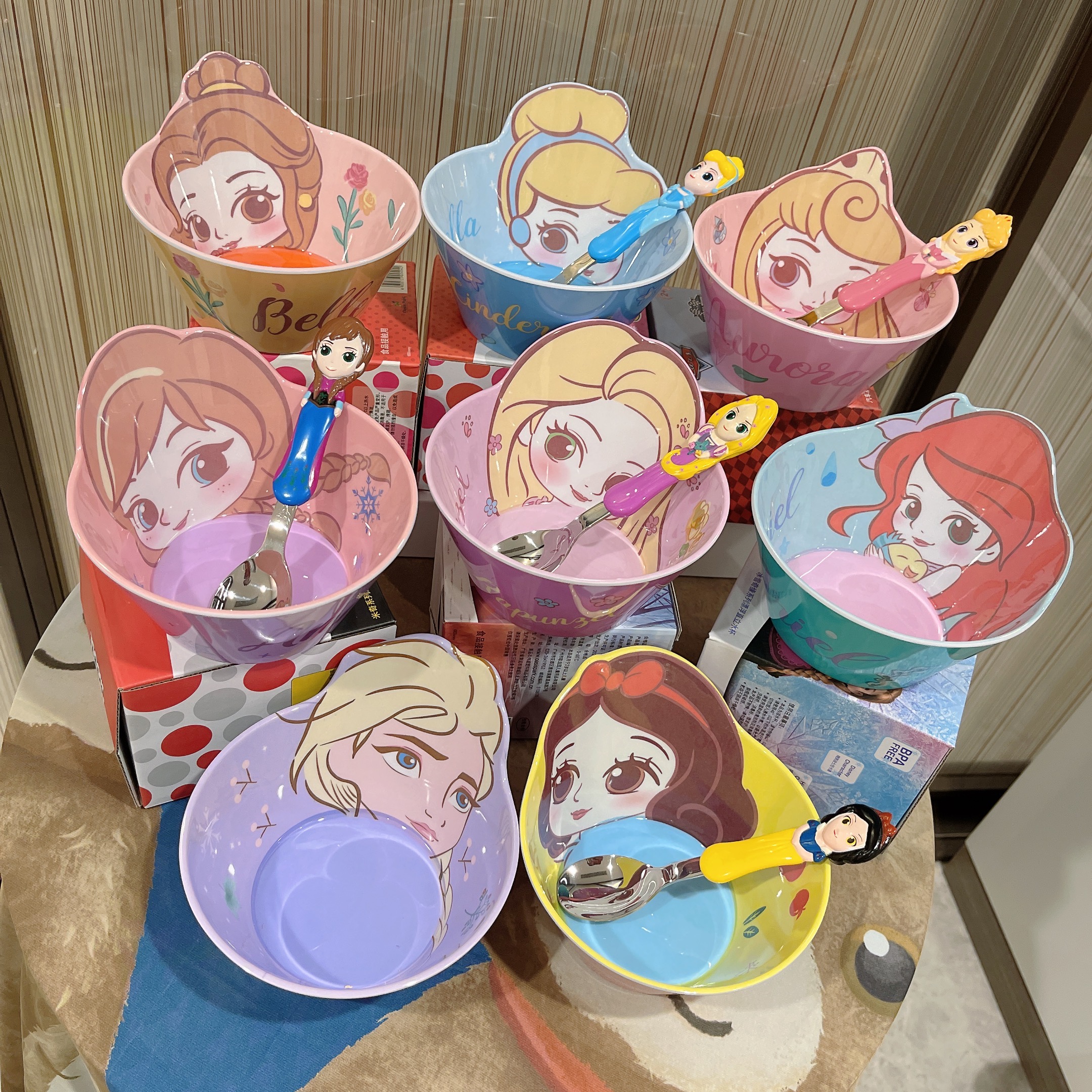 Chén ăn tô nhựa melamine hình công chúa Belle giai nhân và quái vật Disney nổi 3D cho trẻ em bé gái - CHENBELLE