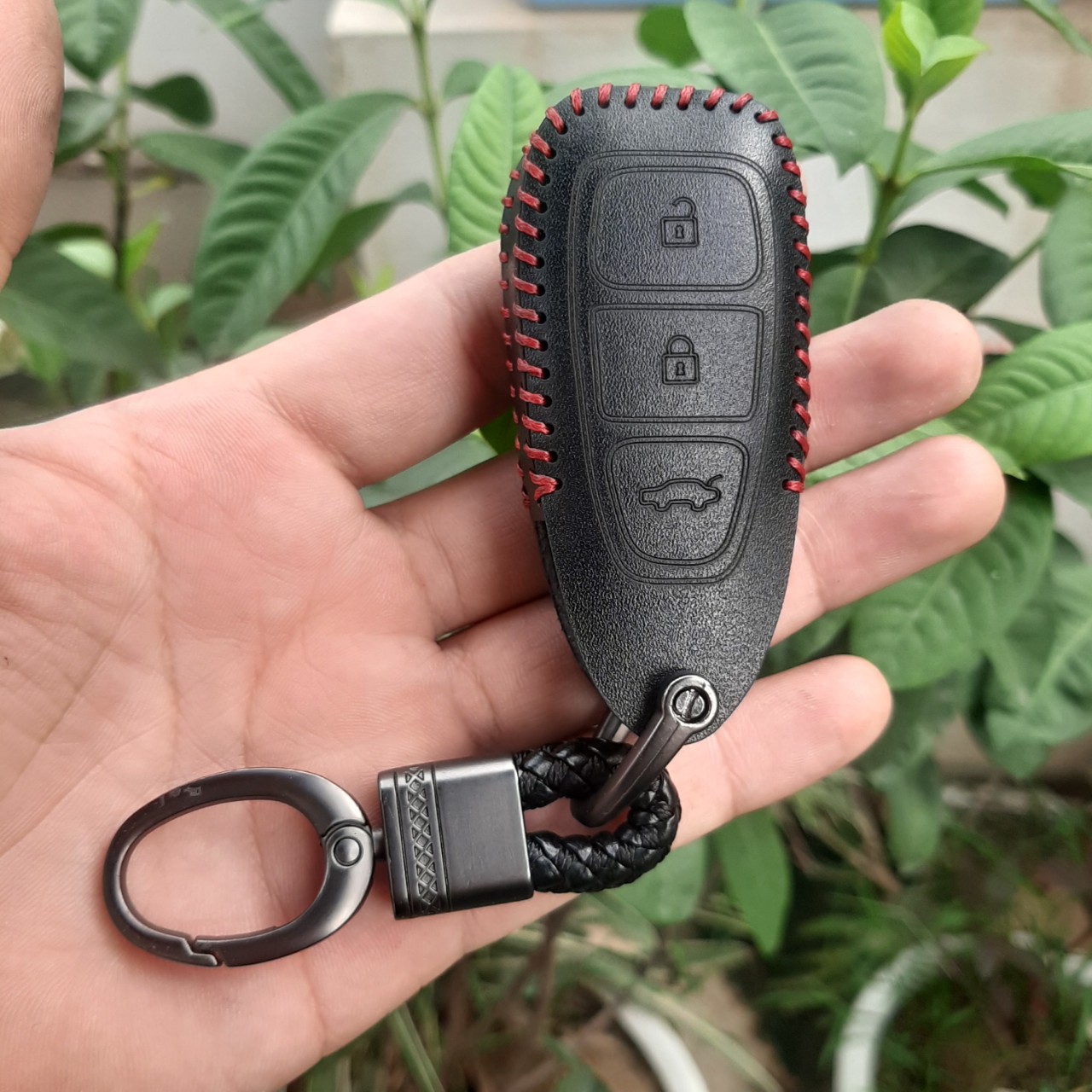 Bao Da Chìa Khóa Ford Ecosport, Focus chìa thông minh 3 nút [ Bảo Hành 2 năm] Da bò 100