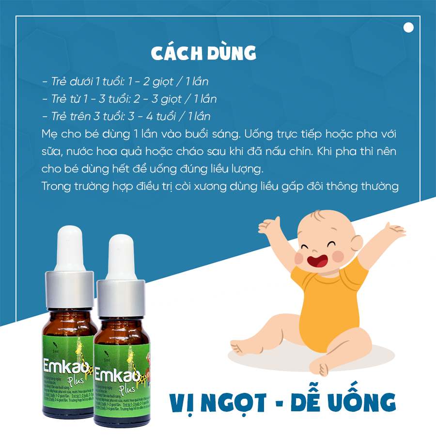 Vitamin D3 Emkao Plus 5ml Giúp Bé Phát Triển Chiều Cao Và Hệ Xương