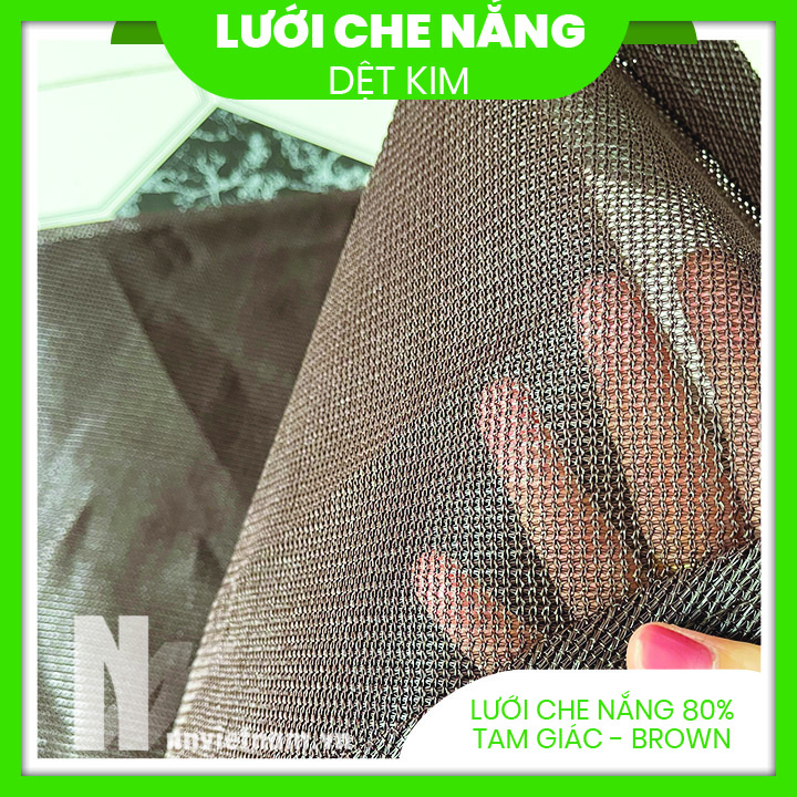 Lưới che nắng tam giác vuông màu nâu dùng che mát sân vườn, ban công - Kích thước 4.5m x 4.5m