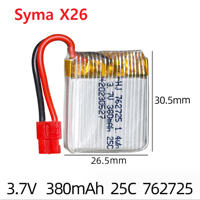 Pin Sạc Lithium 3.7v 380mah 762725 Máy Bay Điều Khiển Syma X26 X26A